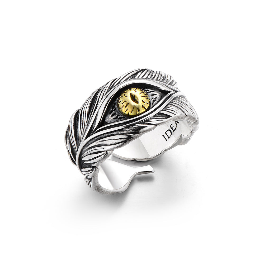 Vintage Devil's Eye Feather Ring Band