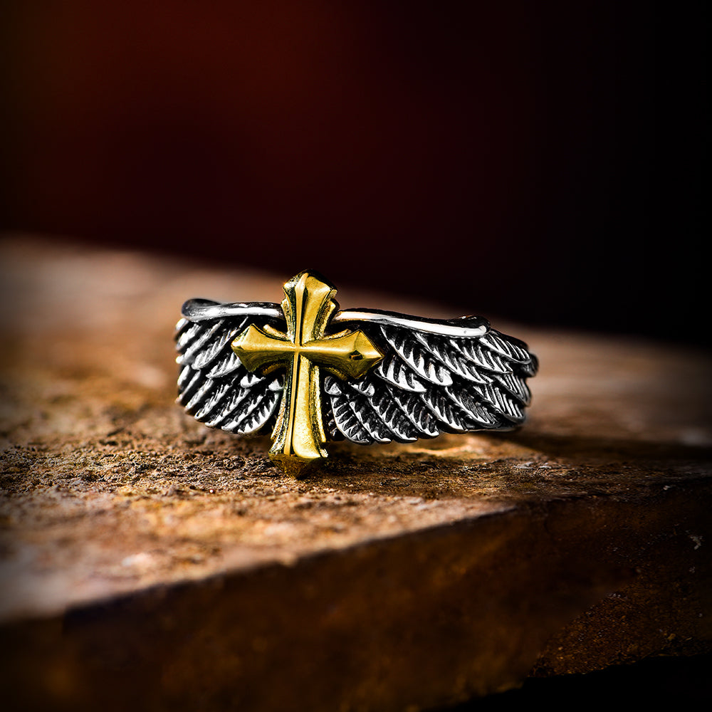 Vintage Angel Cross Ring
