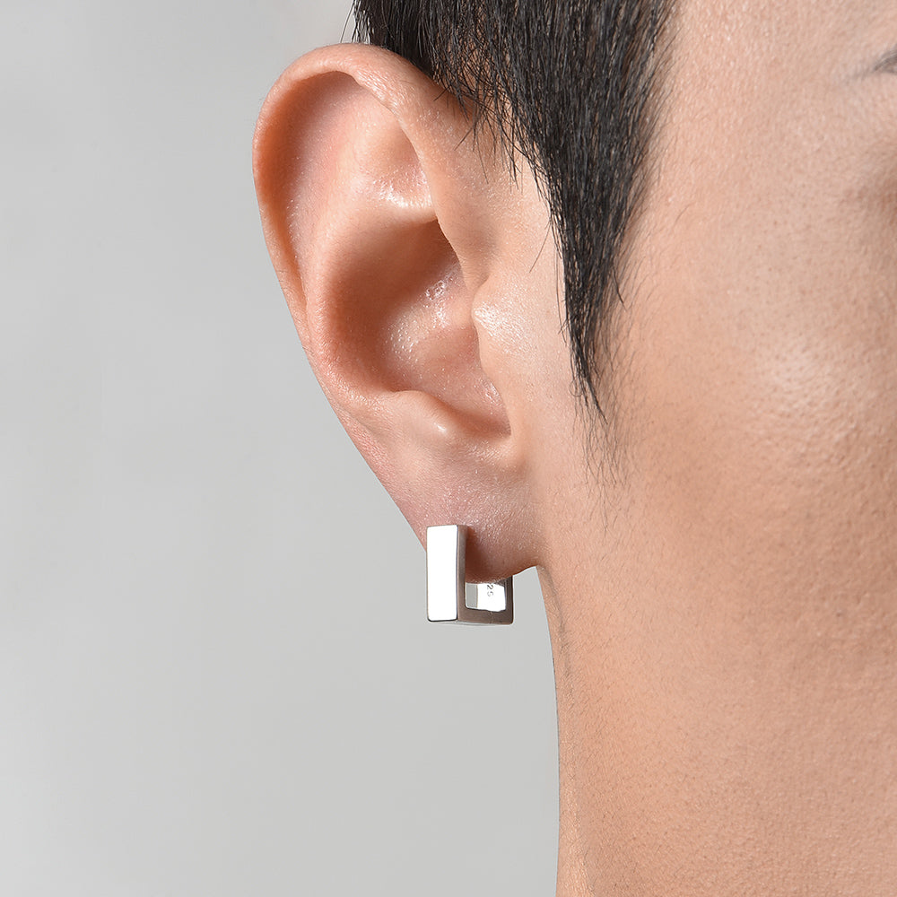 Sterling Silver Square Hoop Earrings