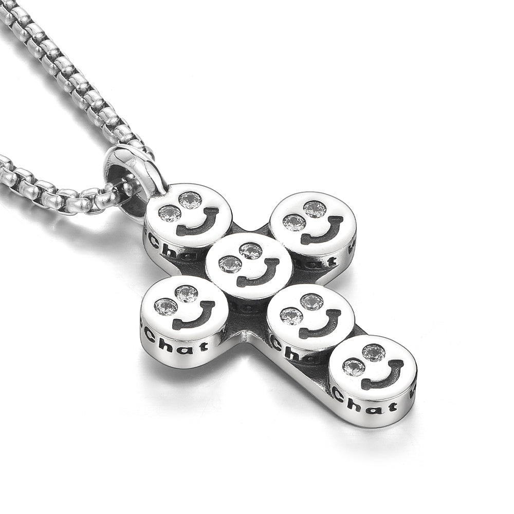 Smiley Faces Cross Pendant