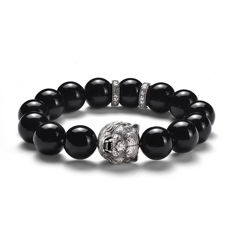 Black Obsidian Tiger Head Bracelet