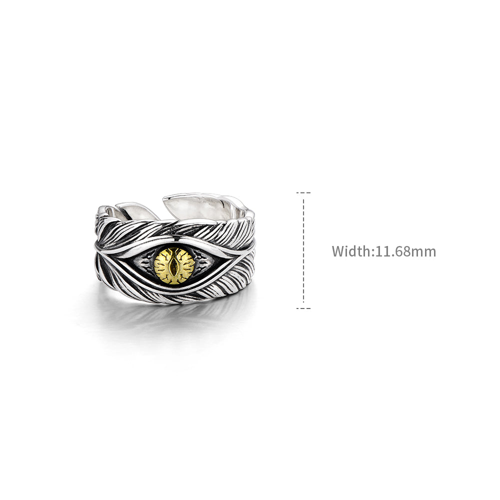 Vintage Devil's Eye Feather Ring Band