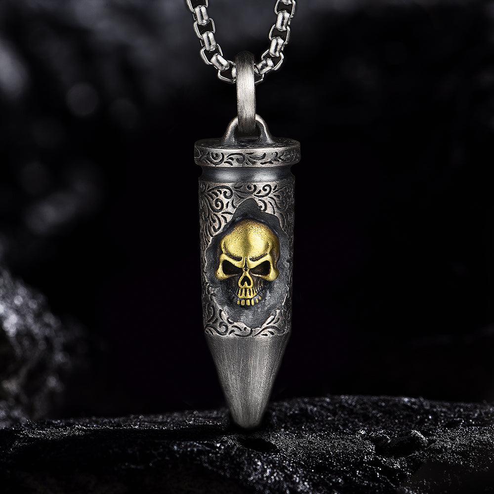 Vintage Skull Bullet Pendant