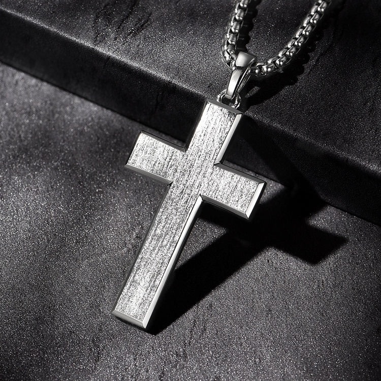 IDEAGEMER Sterling Silver Cross Necklace Simple Pendants