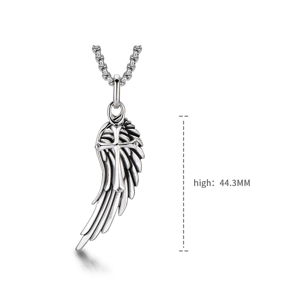 Vintage Angel Wing & Cross Pendant
