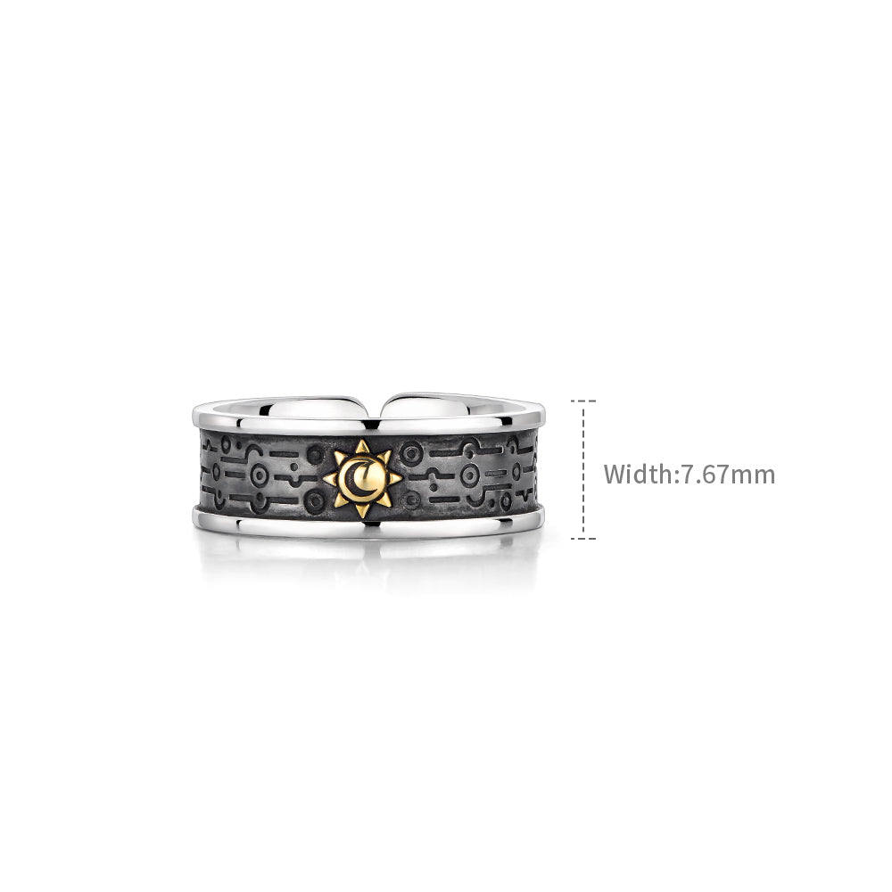 Cyber Sun & Moon Ring Band