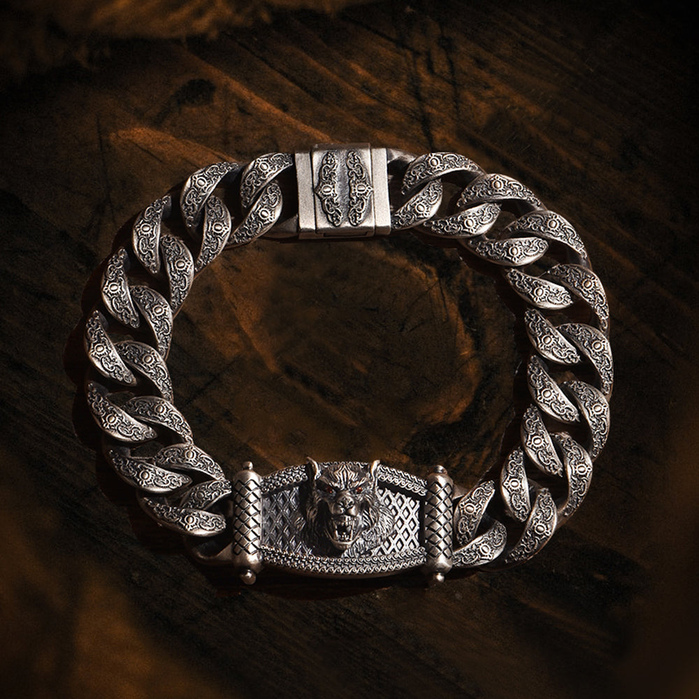 Vintage Beast Totem Cuban Link Bracelet-Lion/Tiger/Wolf