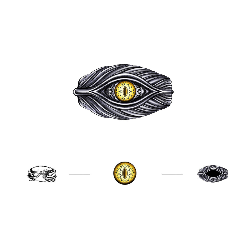 Vintage Devil's Eye Feather Ring Band