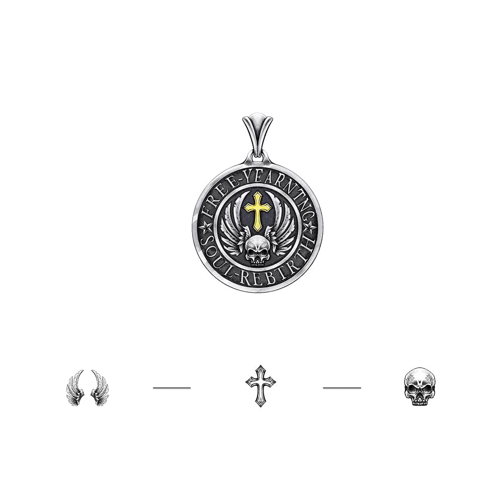 Vintage Holy Wing Skull Pendant