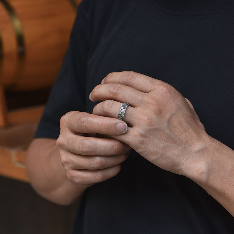 Black Gold Byzantine Ring Band