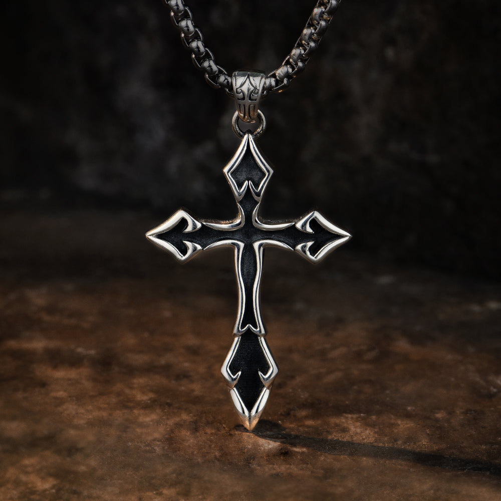 Black Pointed Cross Pendant