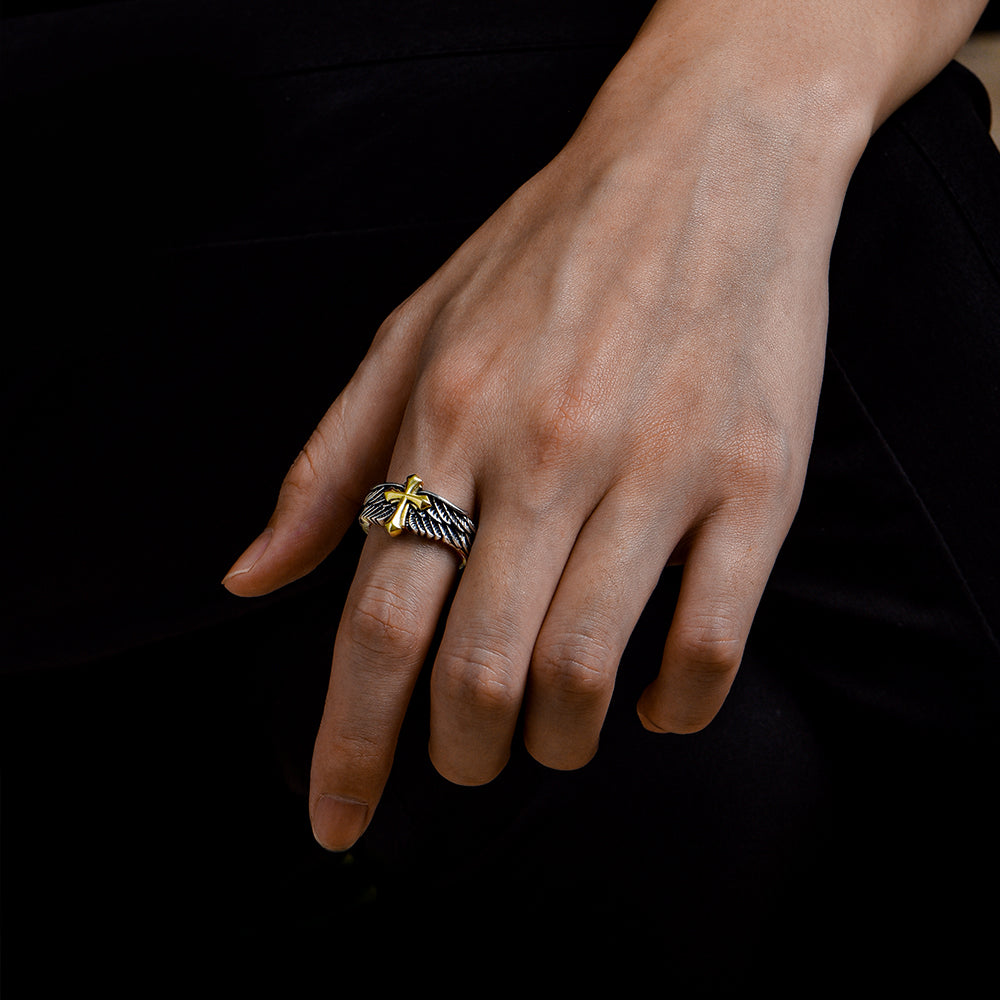 Vintage Angel Cross Ring