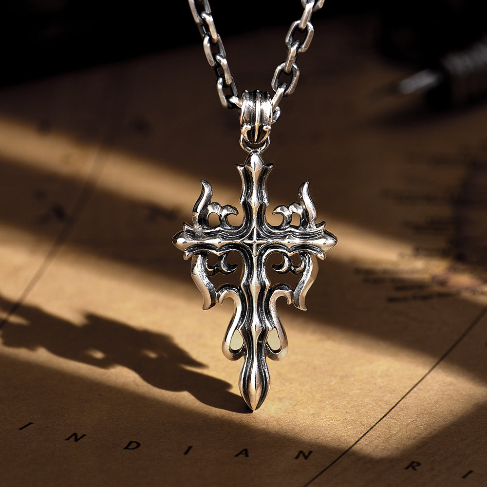 Vintage Bloody Mary Nemesis Flame Cross Pendant