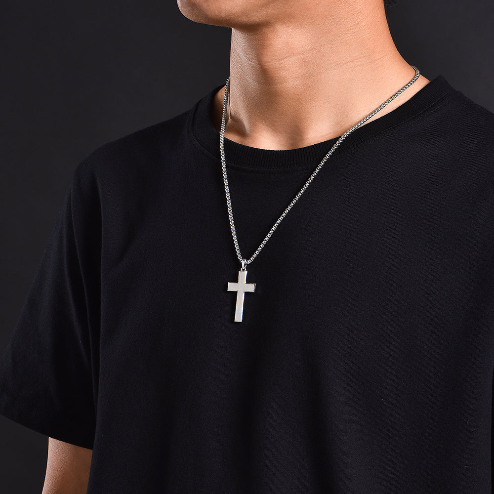 IDEAGEMER Sterling Silver Cross Necklace Simple Pendants