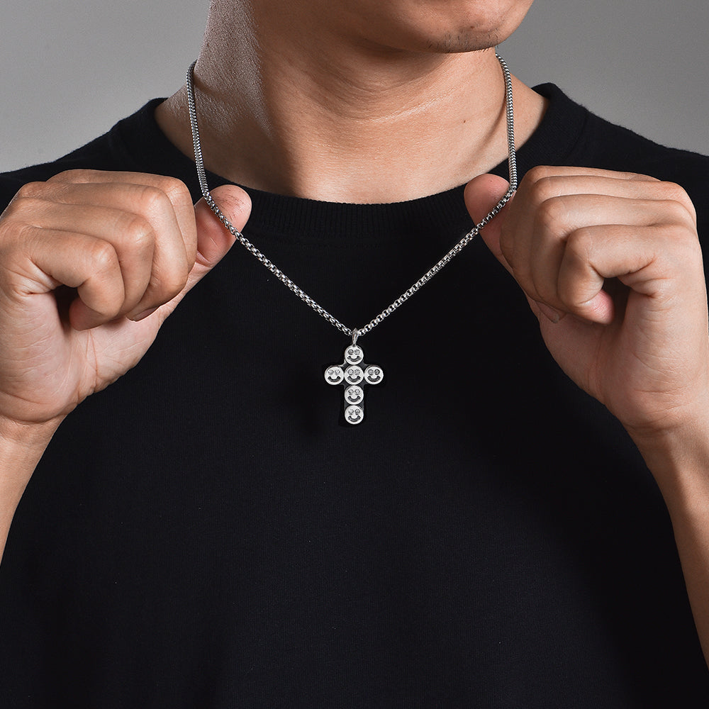Smiley Faces Cross Pendant
