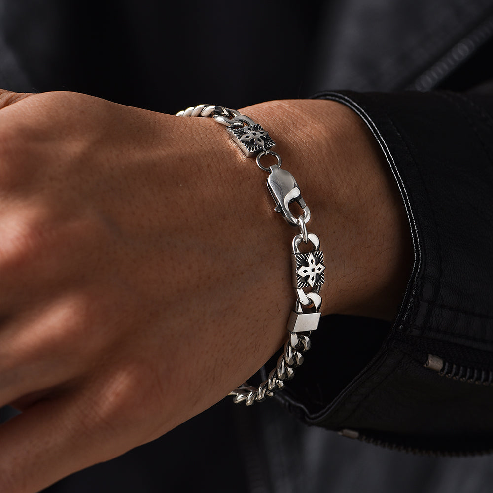 Saint Cross Curb Cuban Link Bracelet