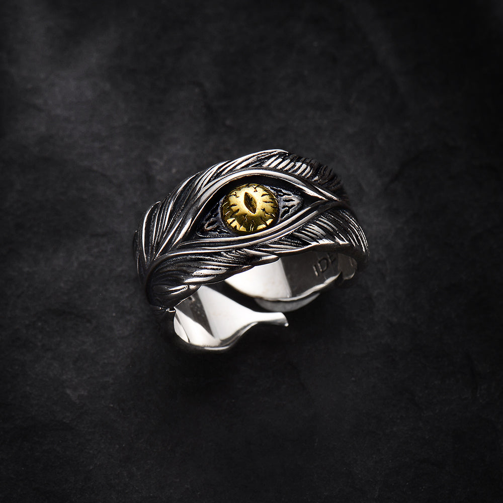 Vintage Devil's Eye Feather Ring Band