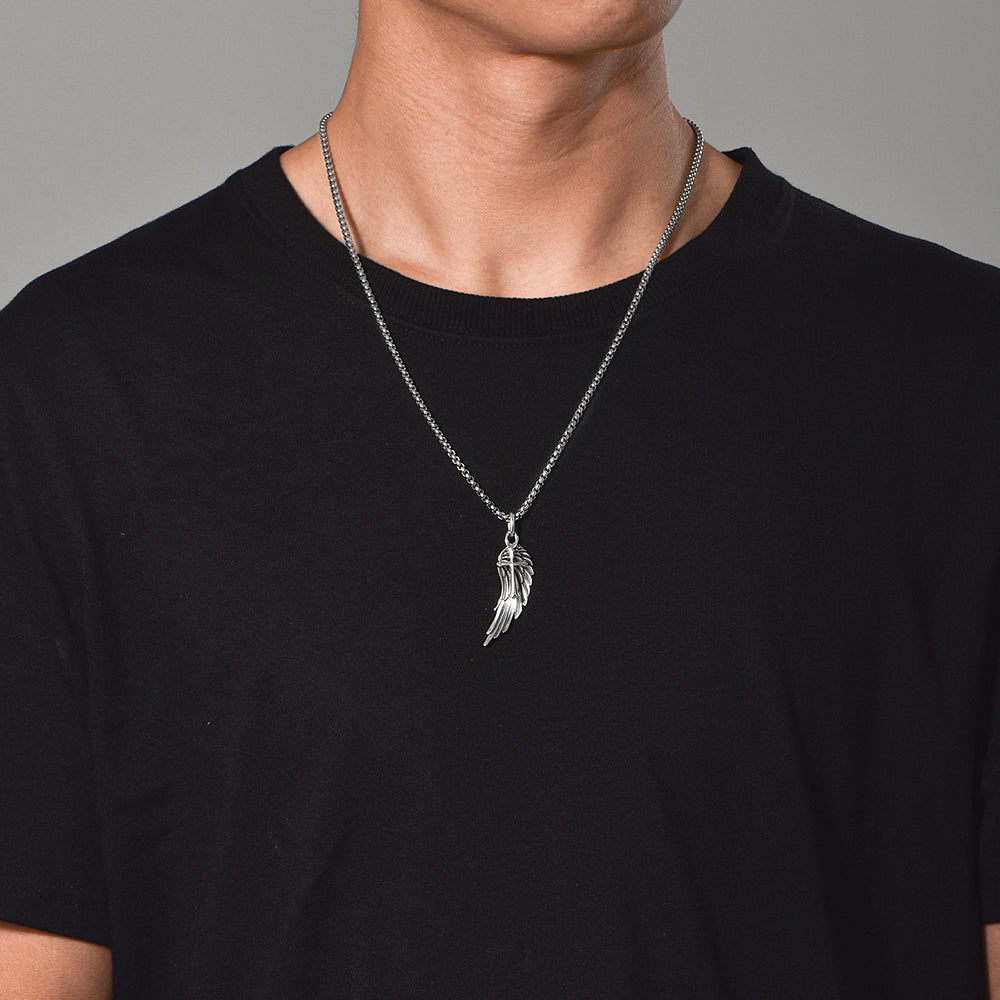 Vintage Angel Wing & Cross Pendant