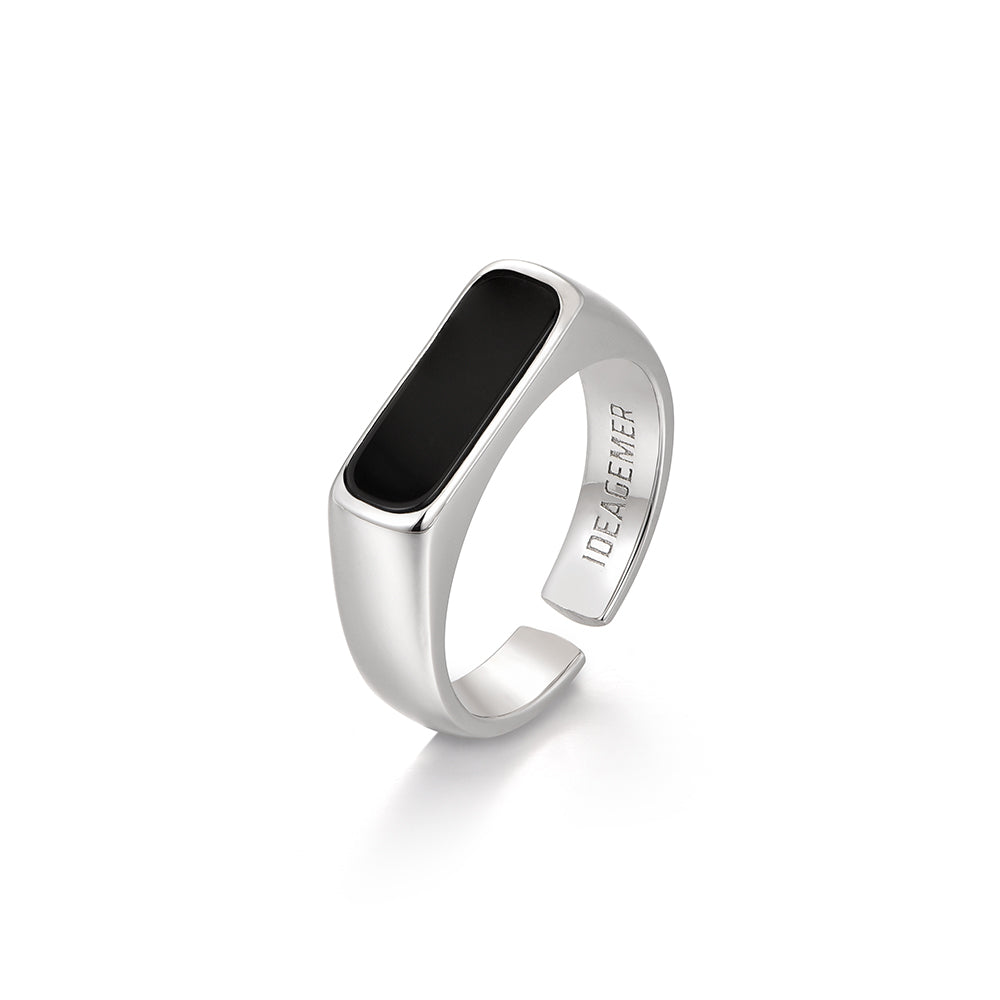 Black Onyx Bar Signet Ring