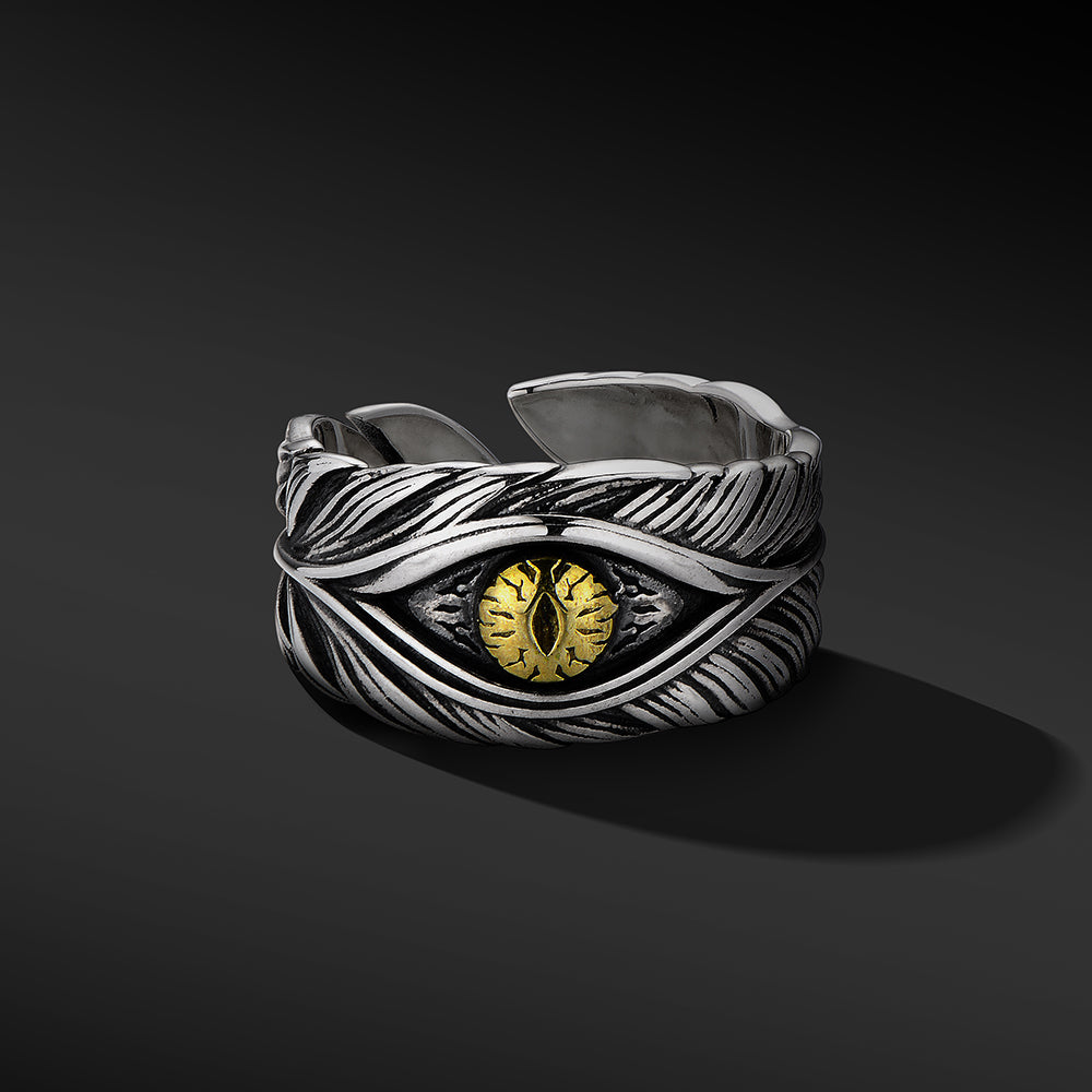 Vintage Devil's Eye Feather Ring Band