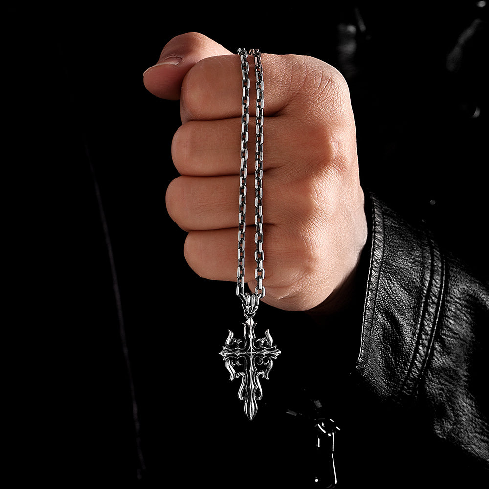 Vintage Bloody Mary Nemesis Flame Cross Pendant