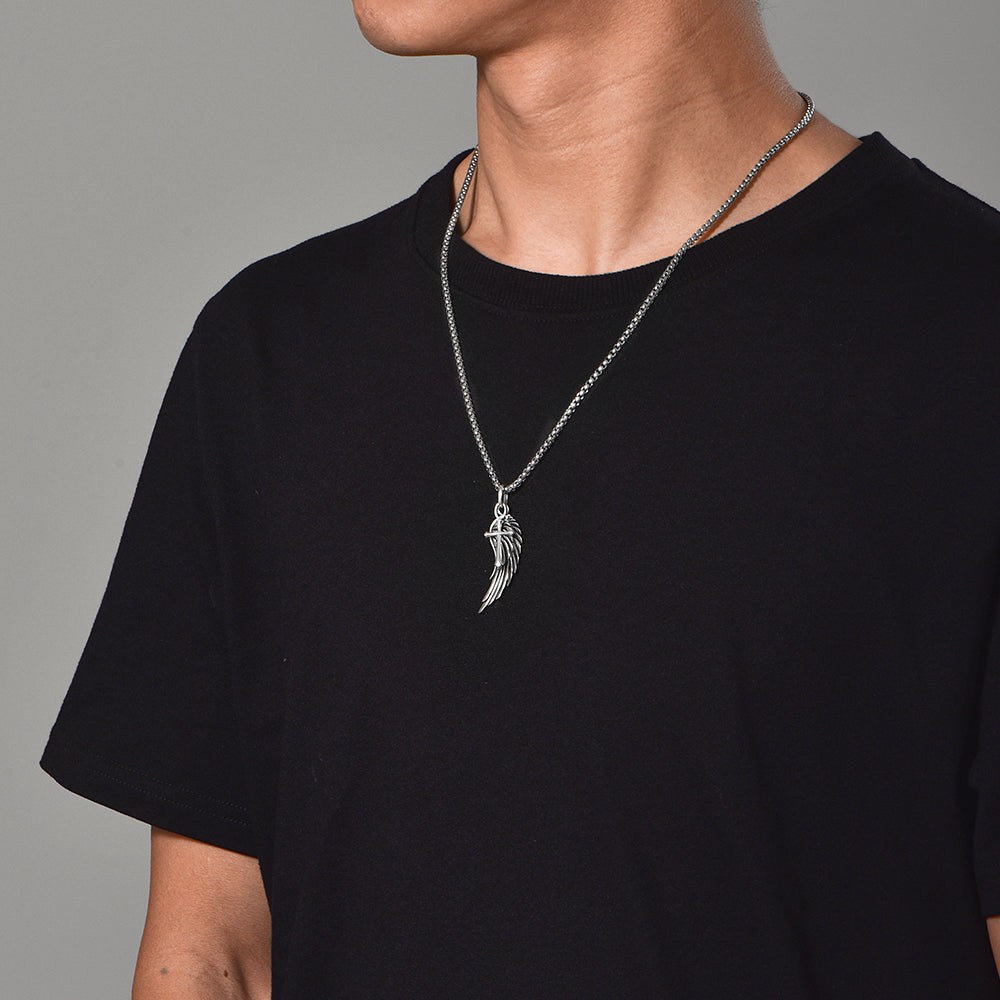 Vintage Angel Wing & Cross Pendant