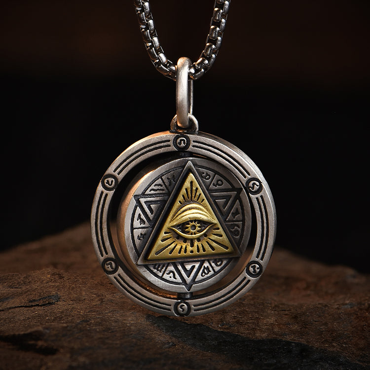 IDEAGEMER Eye of God Sterling Silver Rotatable Pendants