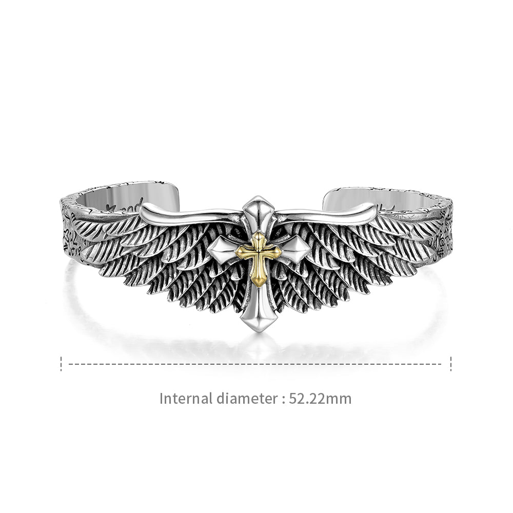 Vintage Angel Cross Bangle Bracelet