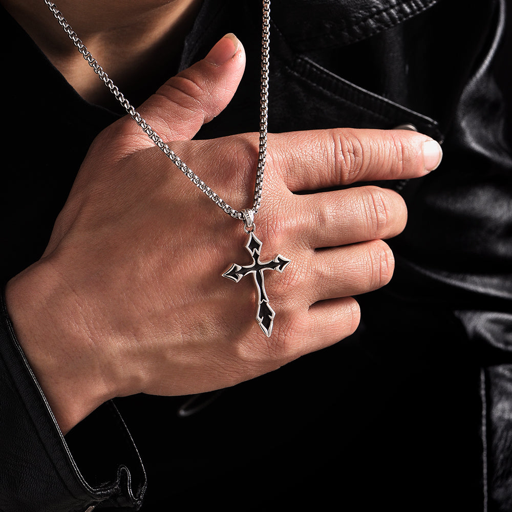 Black Pointed Cross Pendant