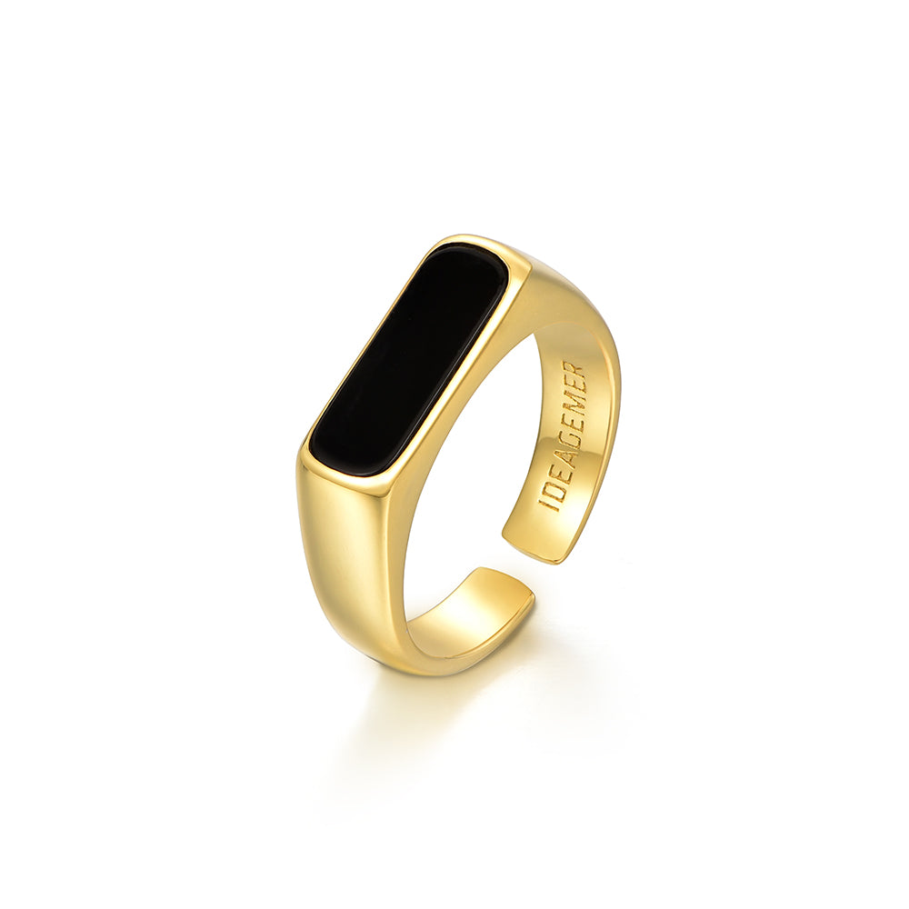 Black Onyx Bar Signet Ring