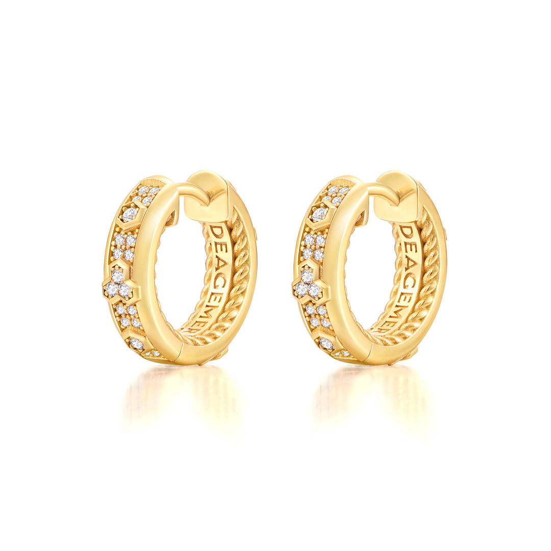 Iced Golden Armor Hoop Earrings
