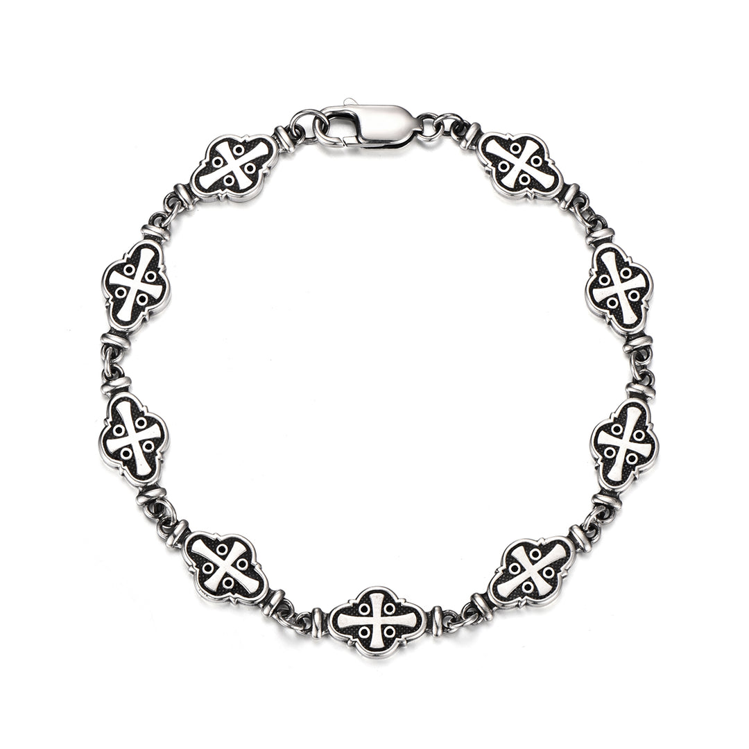 Roman Cross Badge Link Bracelet