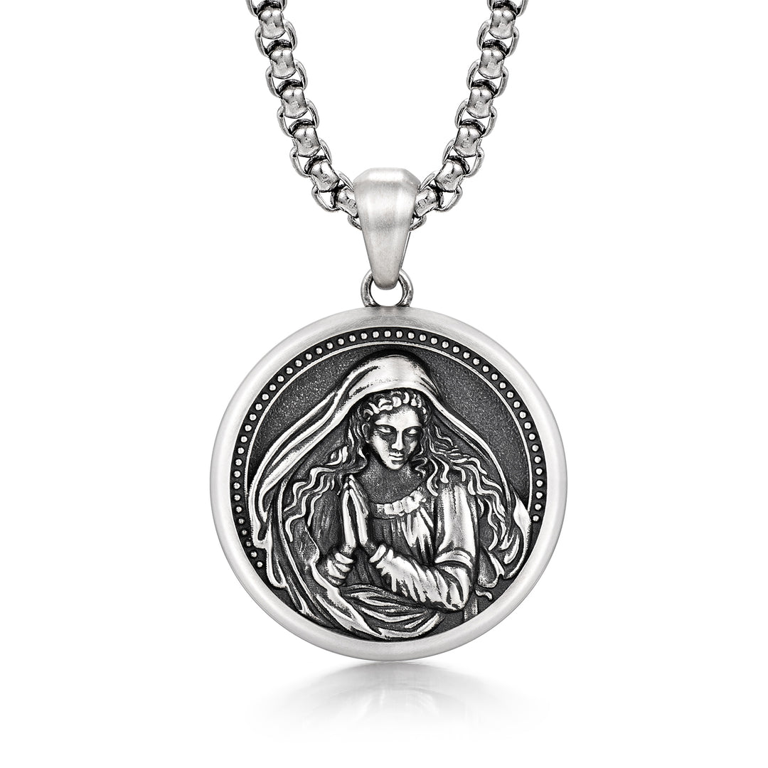 Vintage Saint Mary Pendant Necklace