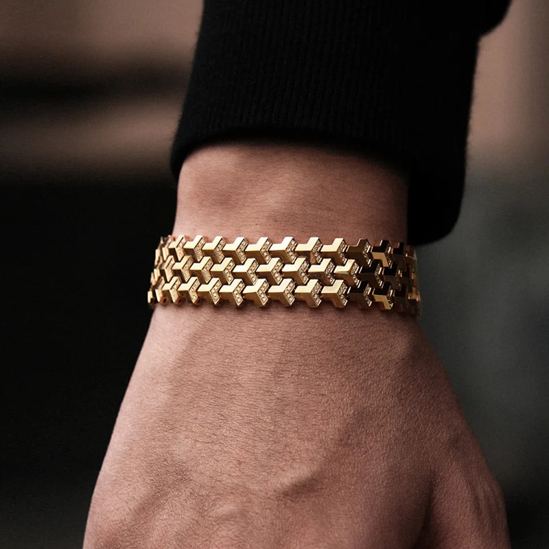 Custom 18K Gold Triple Row Armor Bracelet Deposit