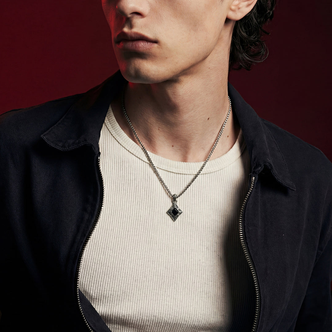 Vintage Black Gem Diamond Suit Pendant