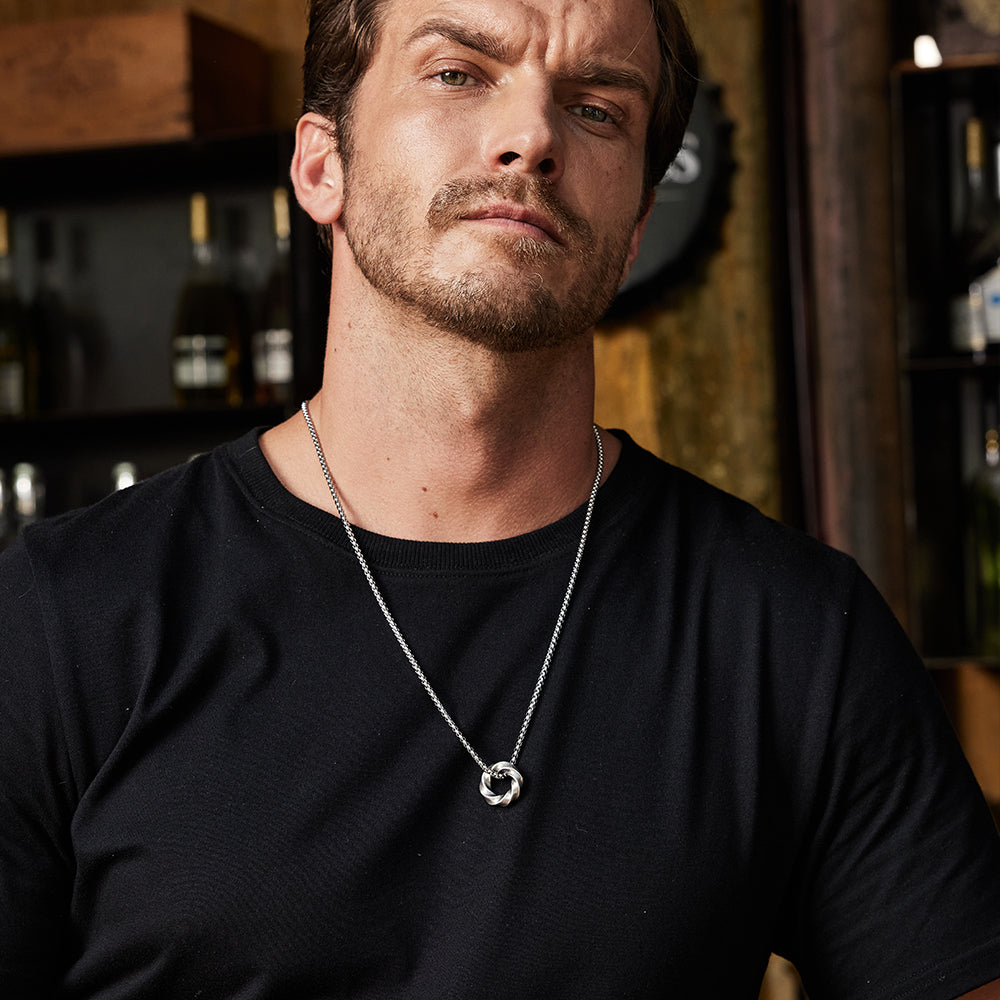 Vintage Mobius Hoop Pendant Necklace