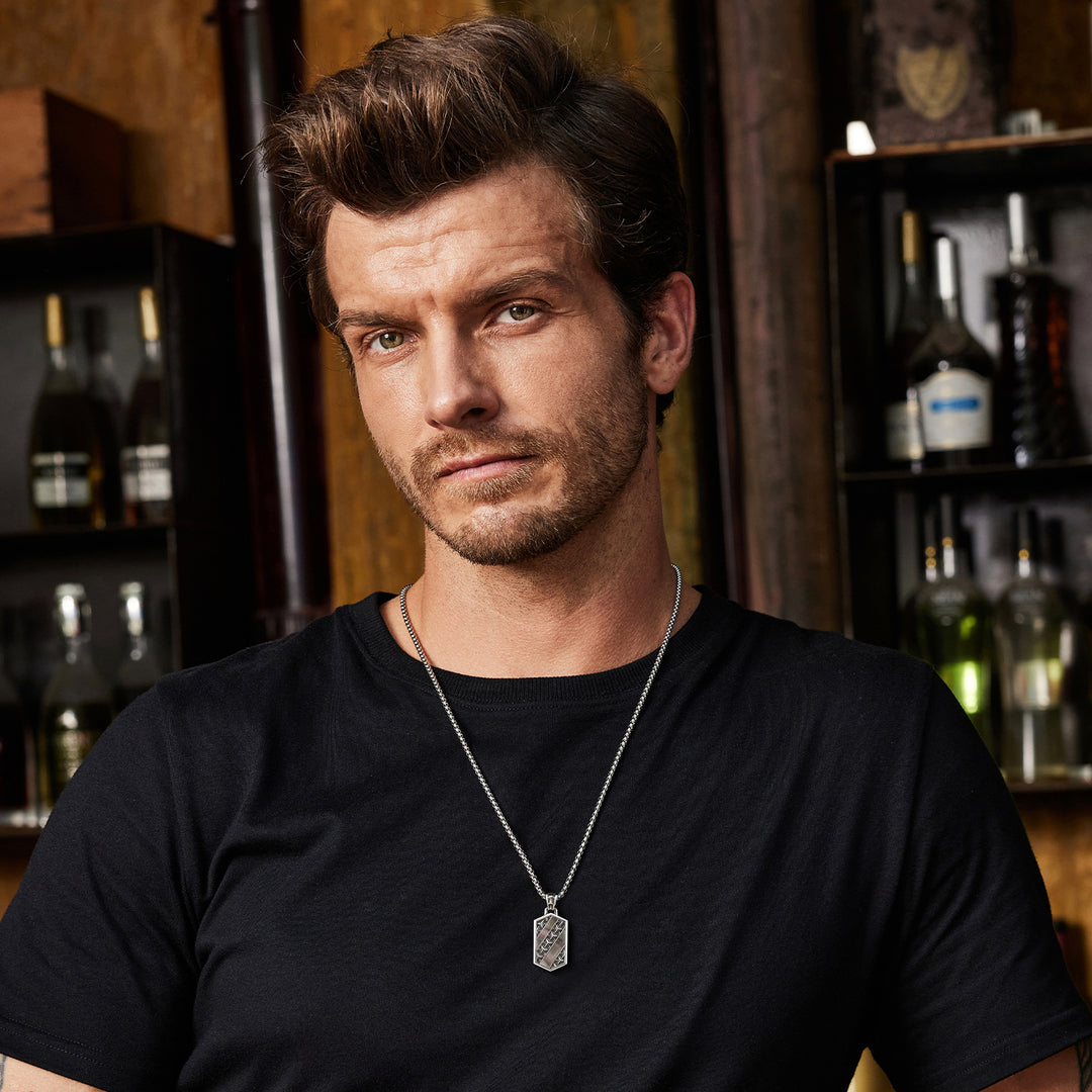 Hexagonal Iridescence Armor Tag Pendant