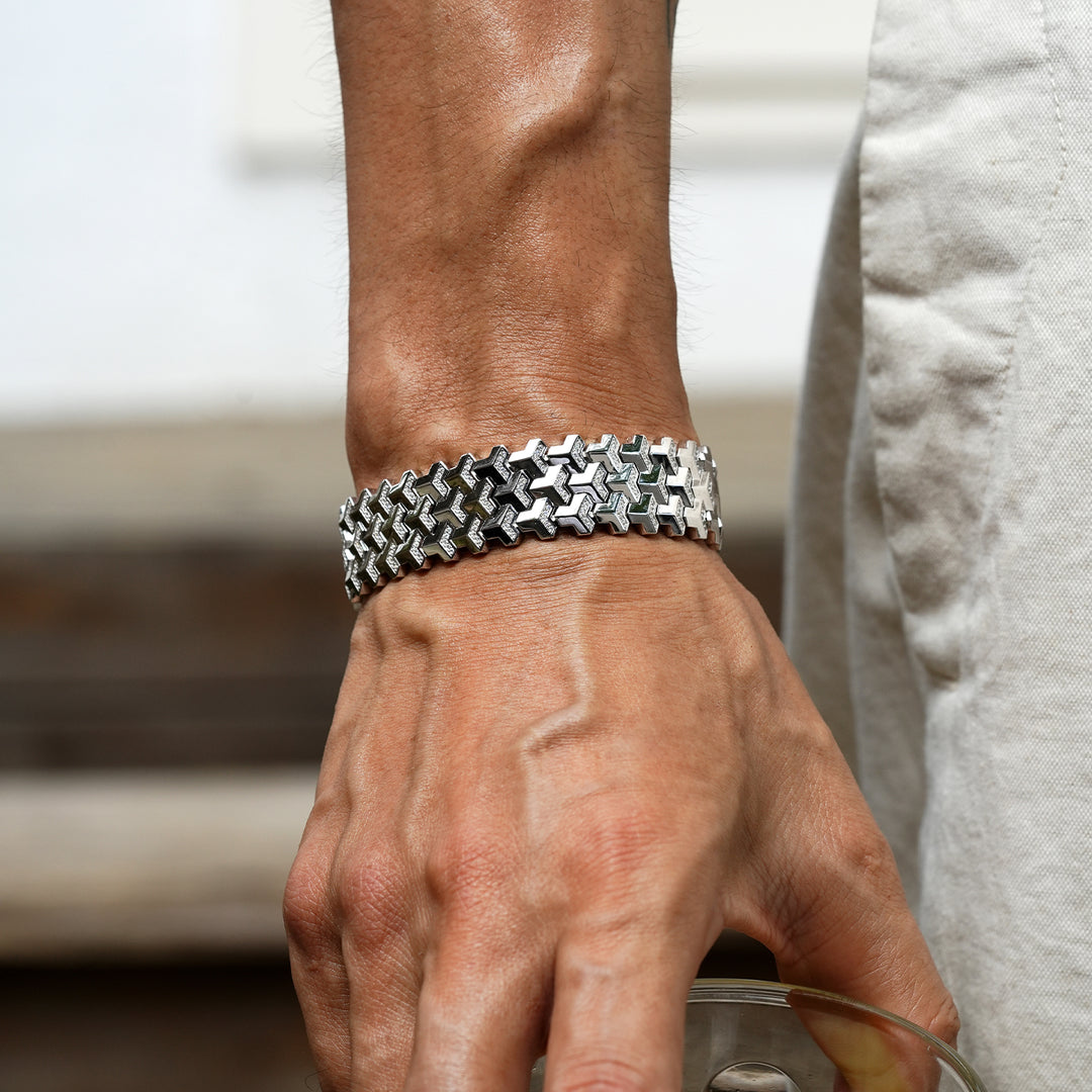 [Made To Order] Sterling Silver Triple Row Armor Bracelet [New Type]