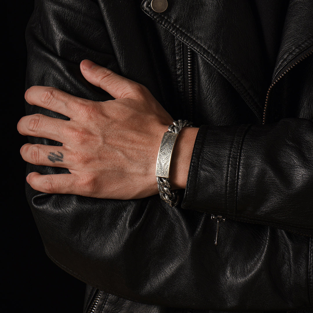 Vintage Konstantino Engraved Cuban Bracelet