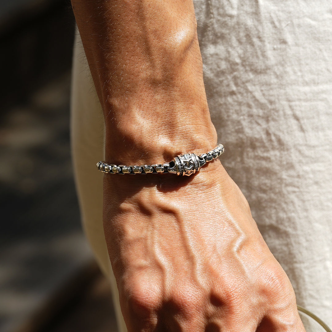 Vintage Armor Bead Box Chain Bracelet