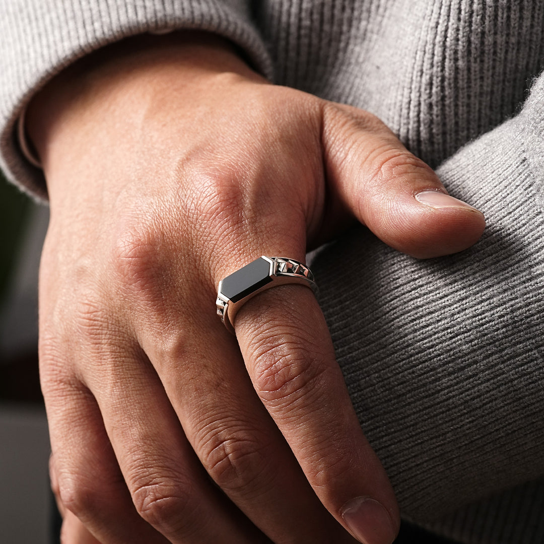 Black Onyx Armor Ring Band