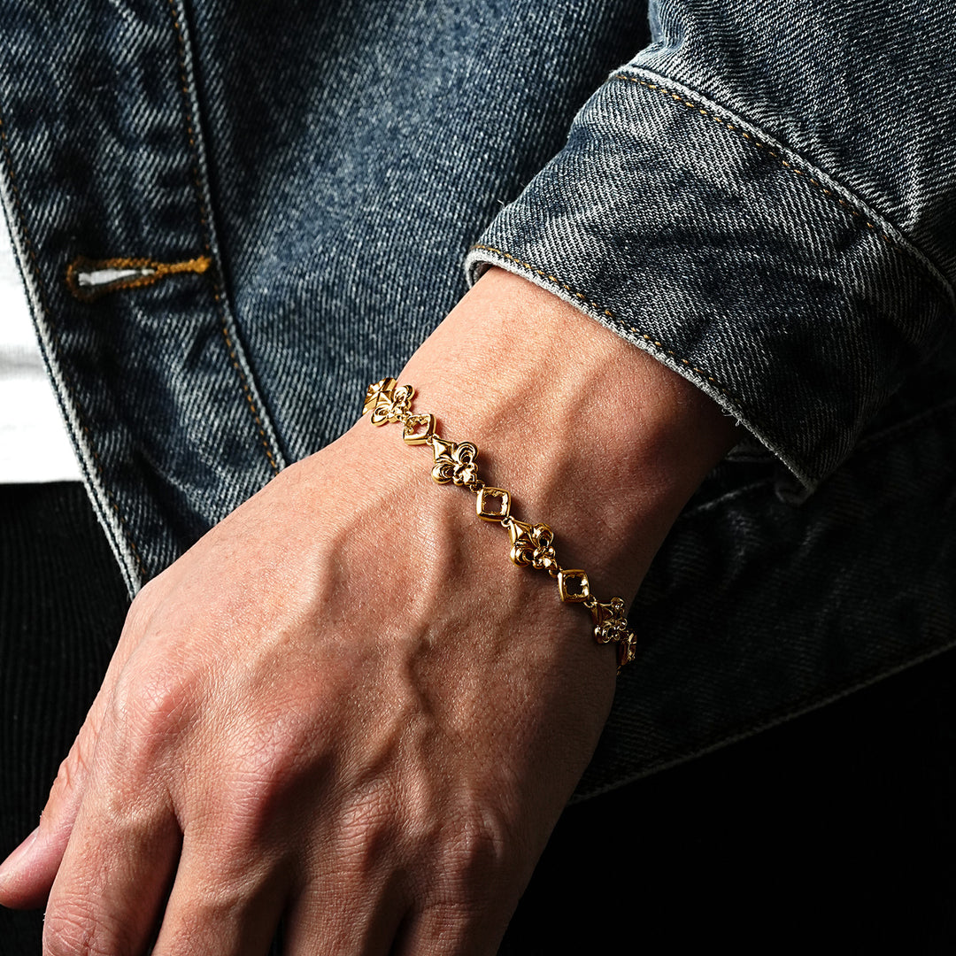 Fleur-De-Lis Iris &amp; Lucky Clover Bracelet
