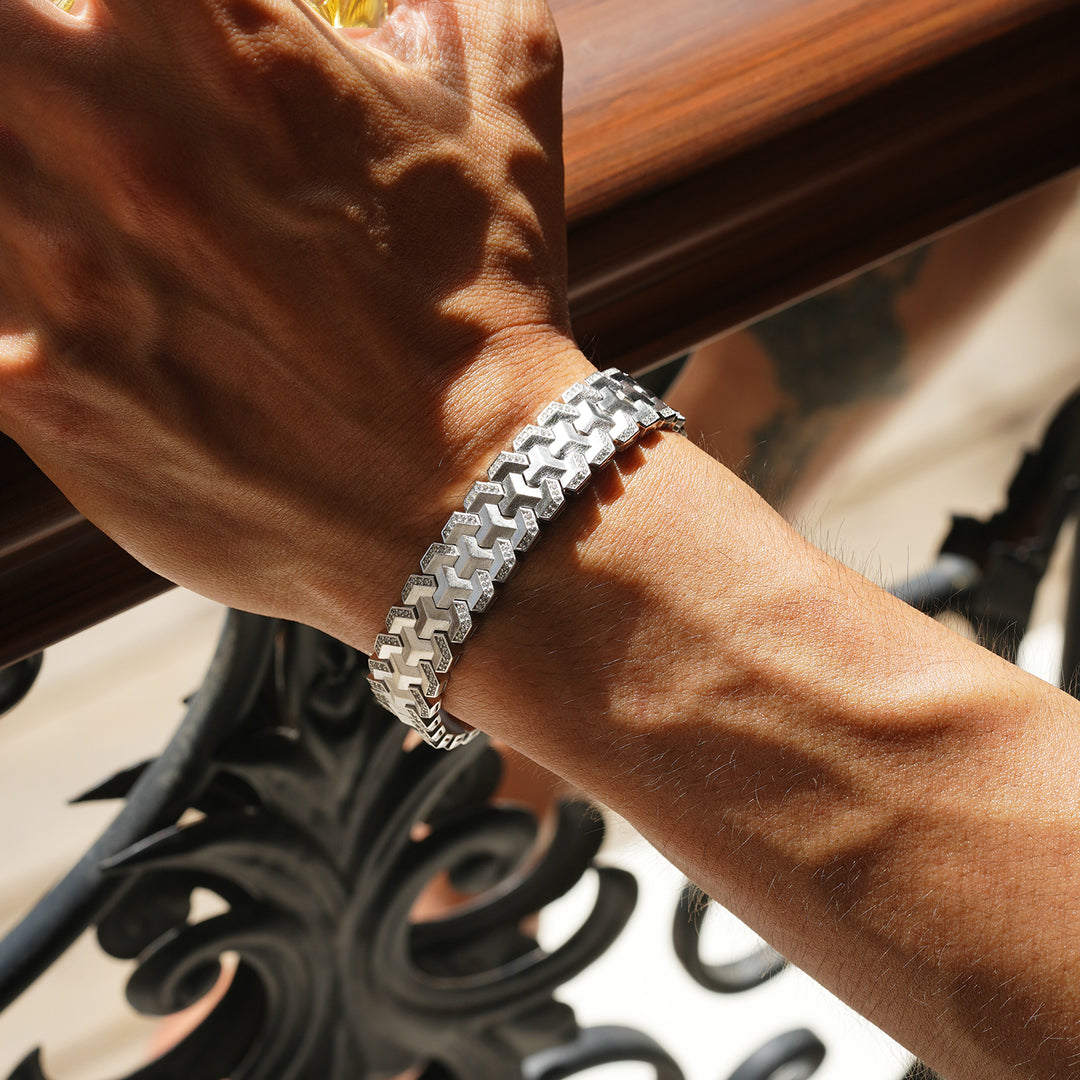 [Made To Order] Iced Triple Row Ancient Armor Bracelet [New Type]