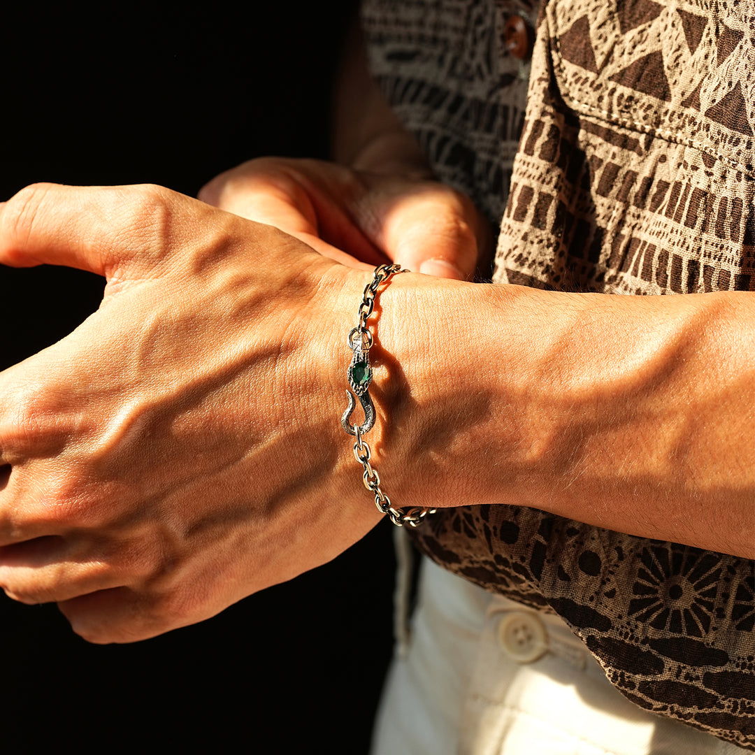 Vintage Spirit Snake Rolo Chain Bracelet