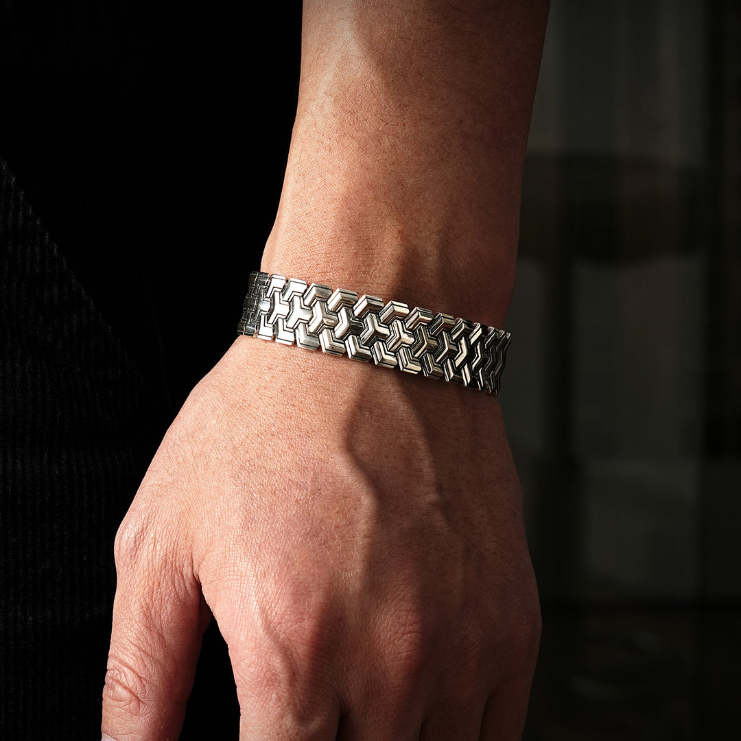 Vintage Triple Row Armor Bangle Bracelet