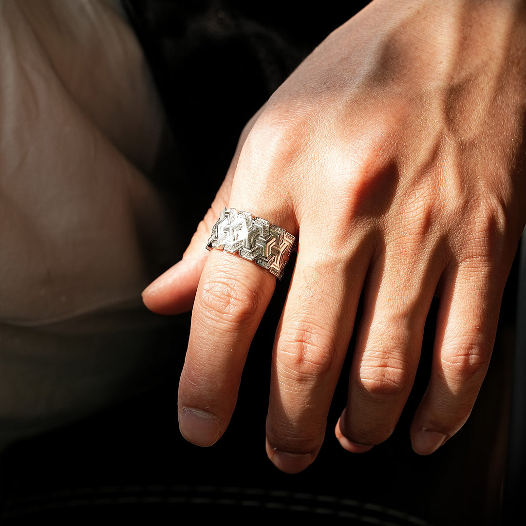 Vanguard Iced Triple Row Armor Ring