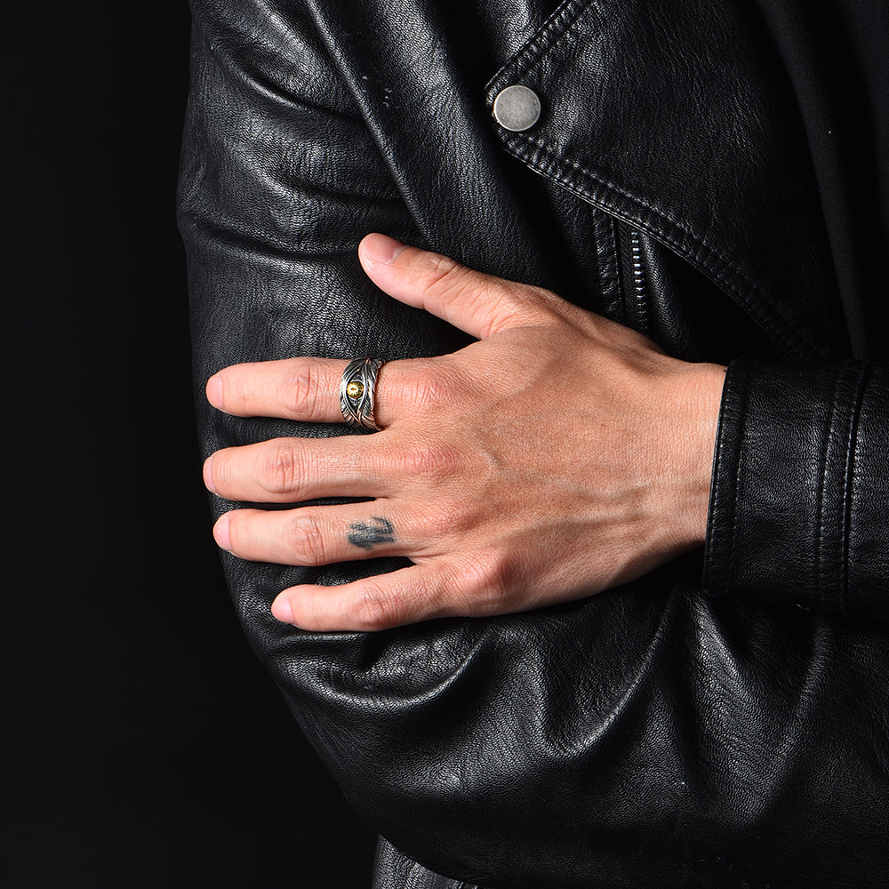 Vintage Devil's Eye Feather Ring Band