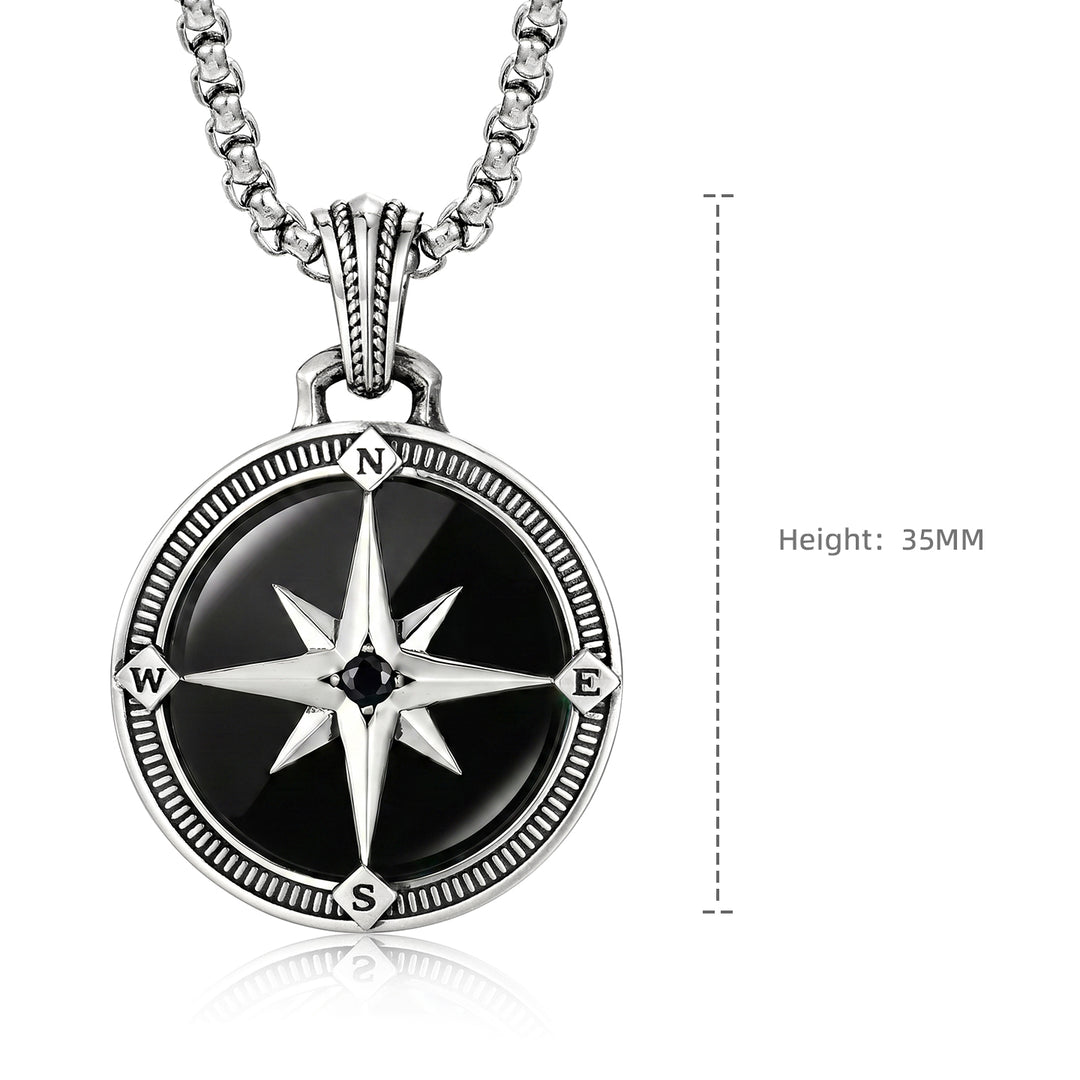Vintage Black Compass Pendant