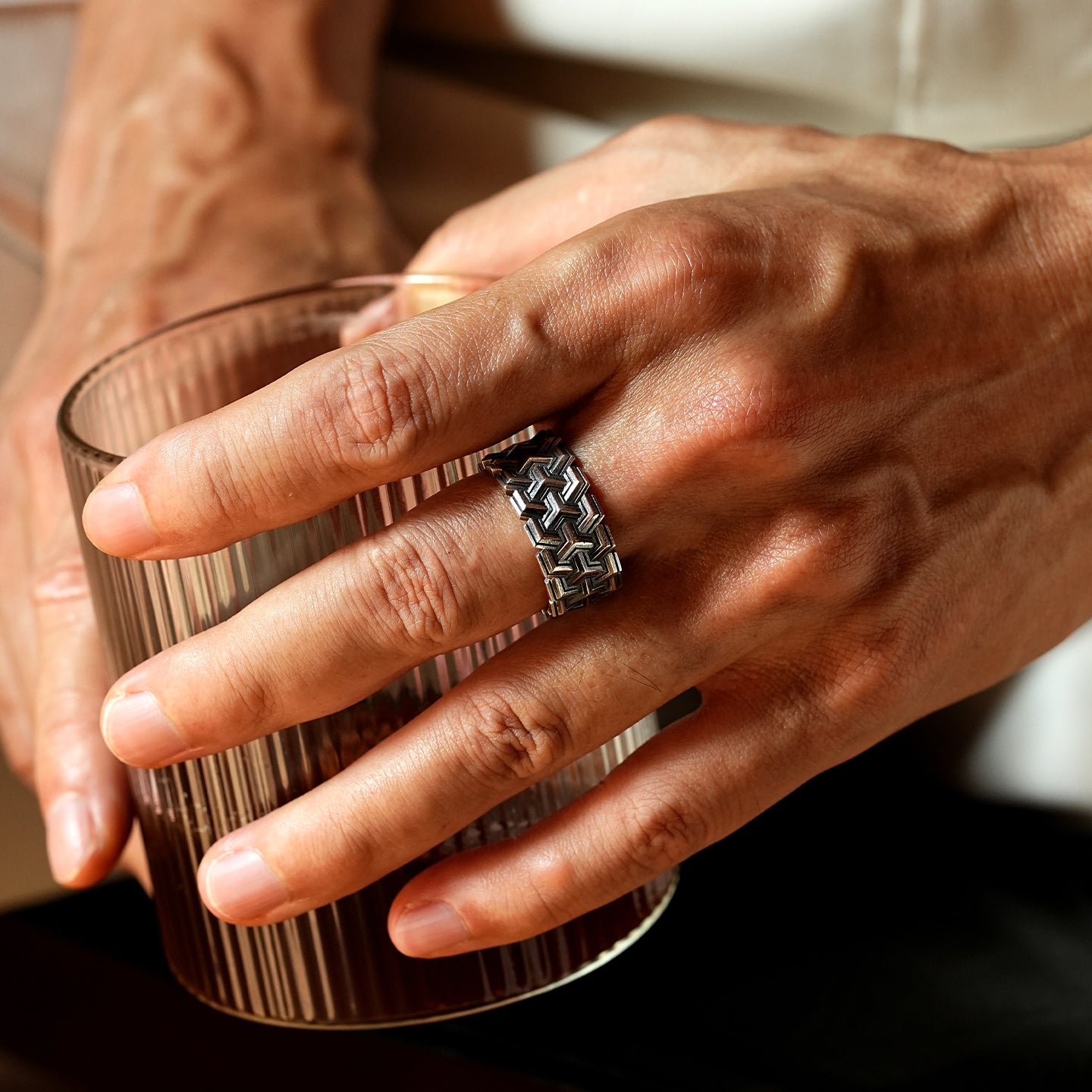 Vintage Triple Row Armor Ring – S925 Sterling Silver Men's Ring