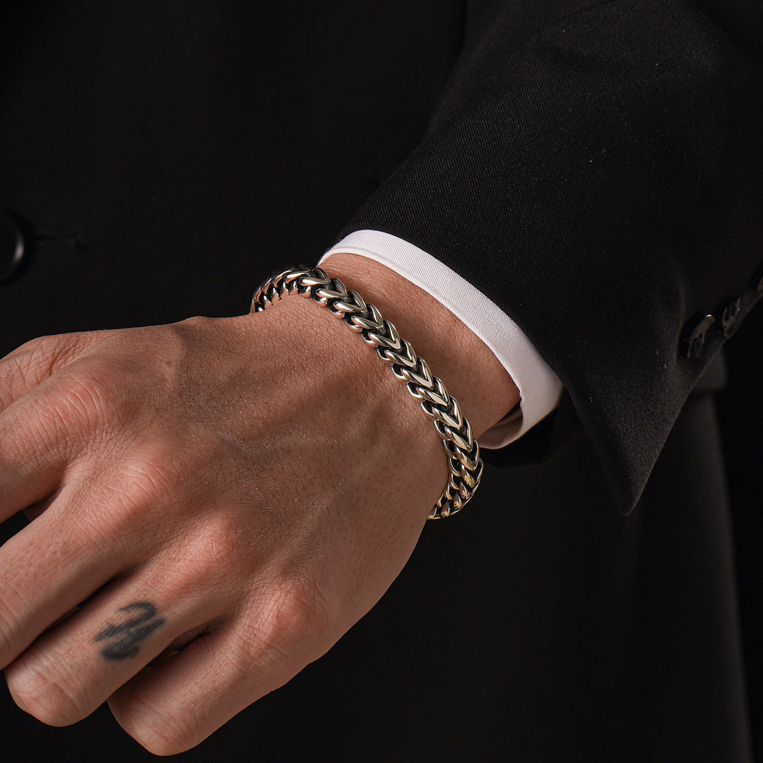 Vintage Two-Tone Horsewhip Chain Bracelet